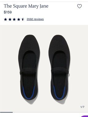 Rothy's Black The Square Mary Jane Flats with Blue Accent